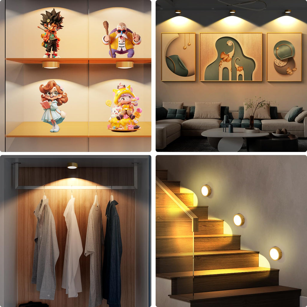 6 Pack Picture Lights for Wall, Rechargeable Battery Operated Wall Lights, Picture Frame Lights with 3 Lighting
