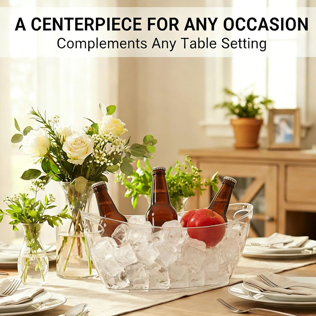 Ice Bucket , Clear Acrylic Ice Wine Buckets for Parties, Beverage Tub - Set of 2