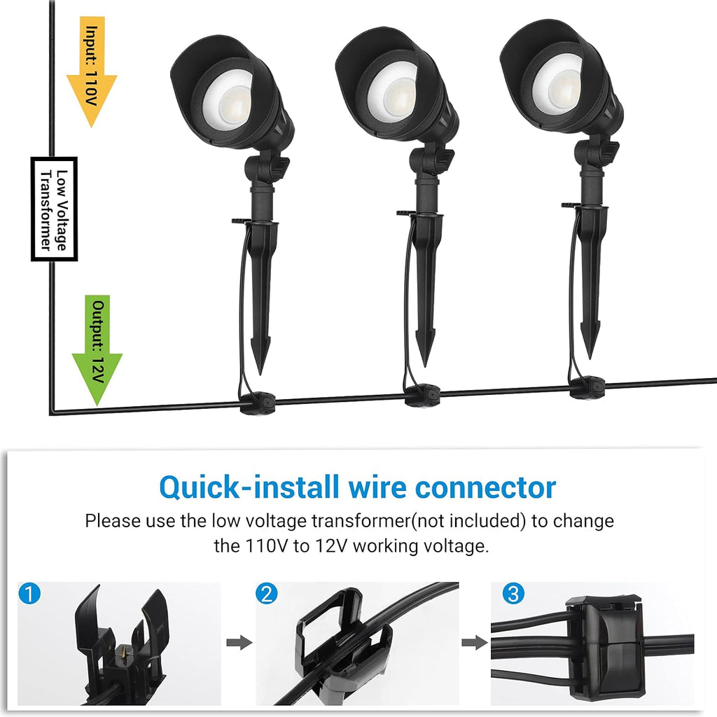 LED Low Voltage Landscape Lights, 14W 540LM 3000K 12V Aluminum Outdoor Spotlight, IP65 Waterproof Landscape Lighting