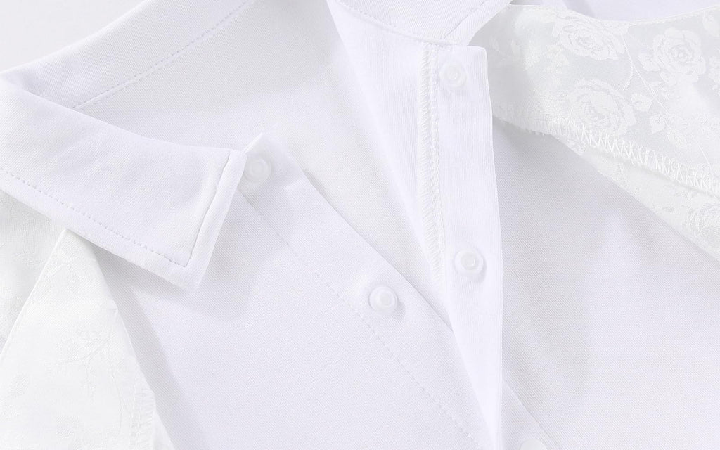 Baby Boy Baptism Outfit Long Sleeve Romper White