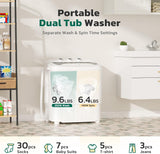 Portable Washing Machine, 16 Lbs Compact Mini Washer and Dryer Combo, Semi-automatic Twin Tub Laundry Washine with