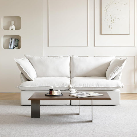 82.66" Cloud Couch for Living Room, Modular Sectional Sofa, Comfy Convertible Sectional Couches, Cushion Covers Removable, Down Filled Sofas for Living Room, Home, Apartment (Love Seat, White) A124-B0D3TJC1YZ