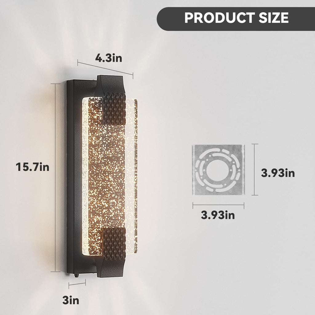 Dusk to Dawn Outdoor Wall Light, Sparkling Glow Porch Sconce