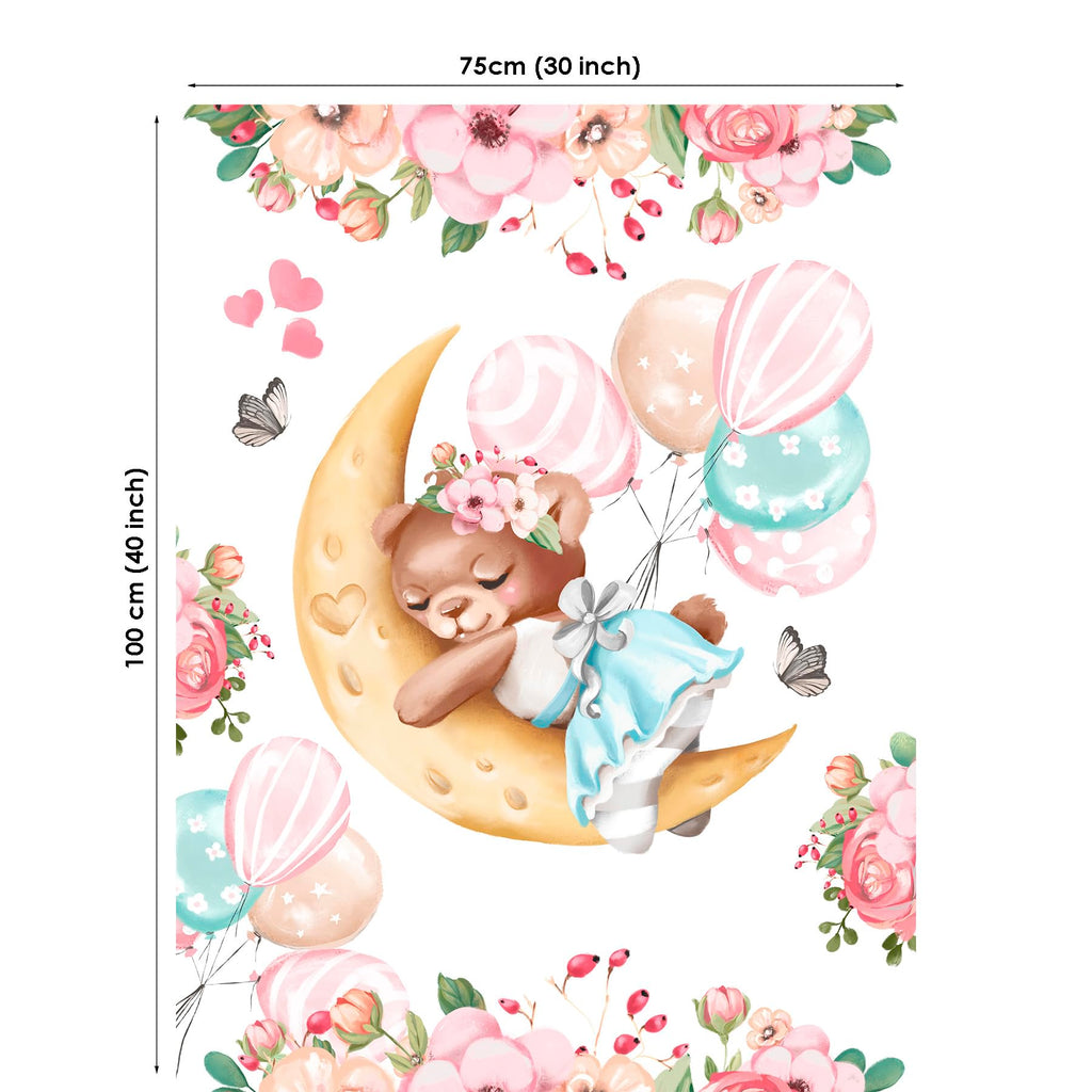 Teddy Bear Fabric Panel 30x40in, 100% Cotton Twill for Baby Quilts