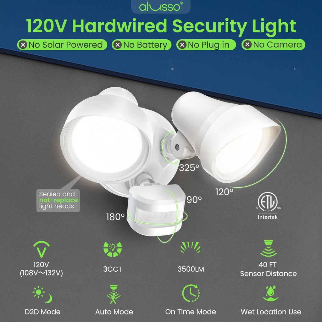 Motion Sensor Outdoor Lights, 30W Flood Lights Outdoor 120V, 3 Modes (Dusk to Dawn/Auto/On Time), 3CCT