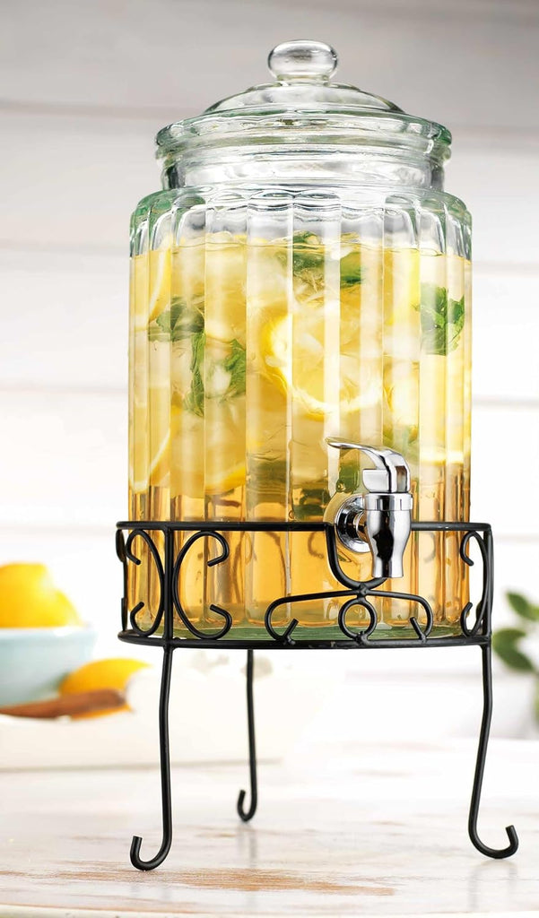 1.5 Gallon Drink dispenser, With Elegant Stand Stand, Drink Dispensers for Parties With Spigot 100% Leakproof. - Set of 2
