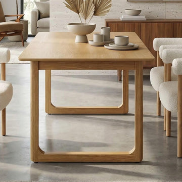Extendable Wood Dining Table for 4-8, 71" Inch Modern Rectangular Kitchen Tables with Wooden Base Farmhouse Dinner