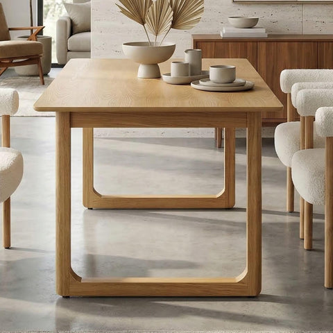 Extendable Wood Dining Table for 4-8, 71" Inch Modern Rectangular Kitchen Tables with Wooden Base Farmhouse Dinner
