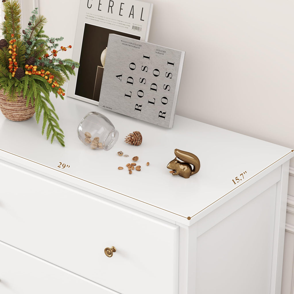 White with 4 Drawers, 29" W Chest of Drawers, Wood | Modern 4 Drawers, Space-Saving Vertical Storage with Large