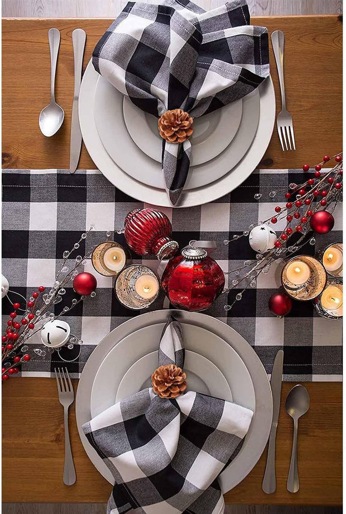 Christmas Napkin Rings, Pinecone Napkin Rings, Handmade Cloth Napkin Holder with Cloth Buckles - Set of 8