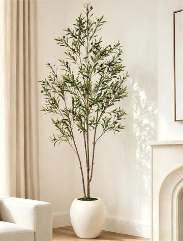 Olive Tree 7 ft with Large Pot: Tall Artificial Indoor Plants