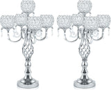 5-Arm Crystal Candelabra Centerpiece 23.2" Tall - Elegant Candle Holder Stand with Crystal Bowl, Chic Table Decor for