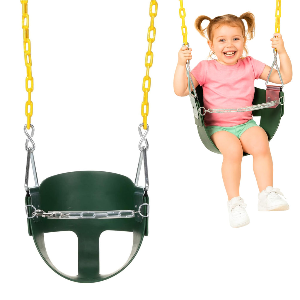 High Back Half Bucket Toddler Swing Seat, Green