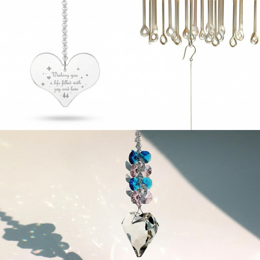 Crystal Prism Suncatcher Hanging Ornament Rainbow Heart Gifts