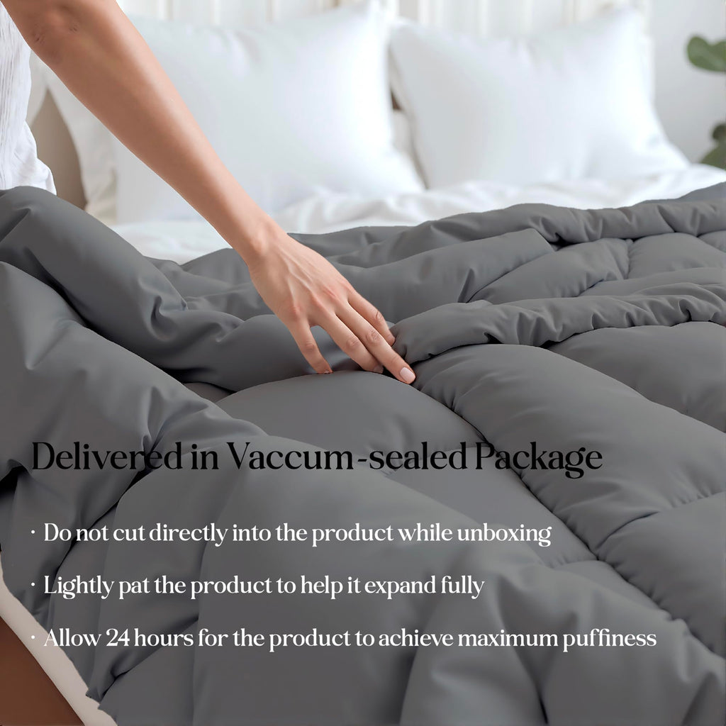 Microfiber Cal King Comforter, Duvet Insert, 96x102 Inches, Black/Charcoal