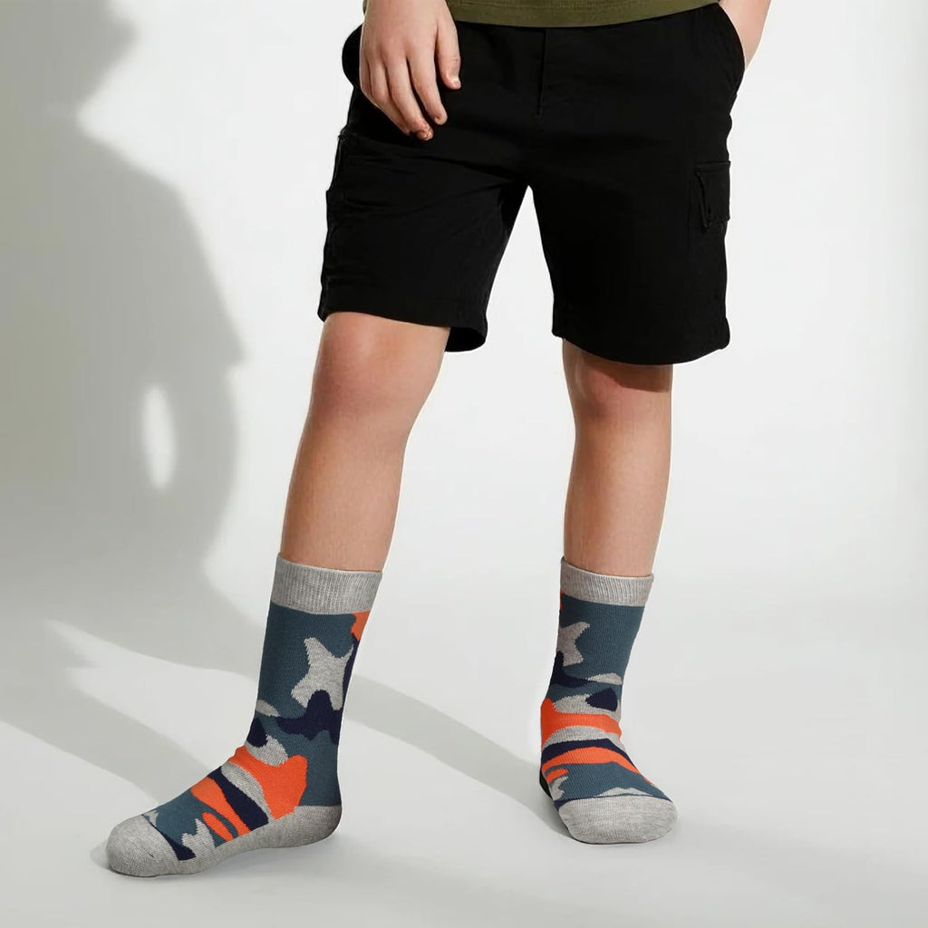 Kids Boys Crew Dress Socks Bright Colorful Pattern Design