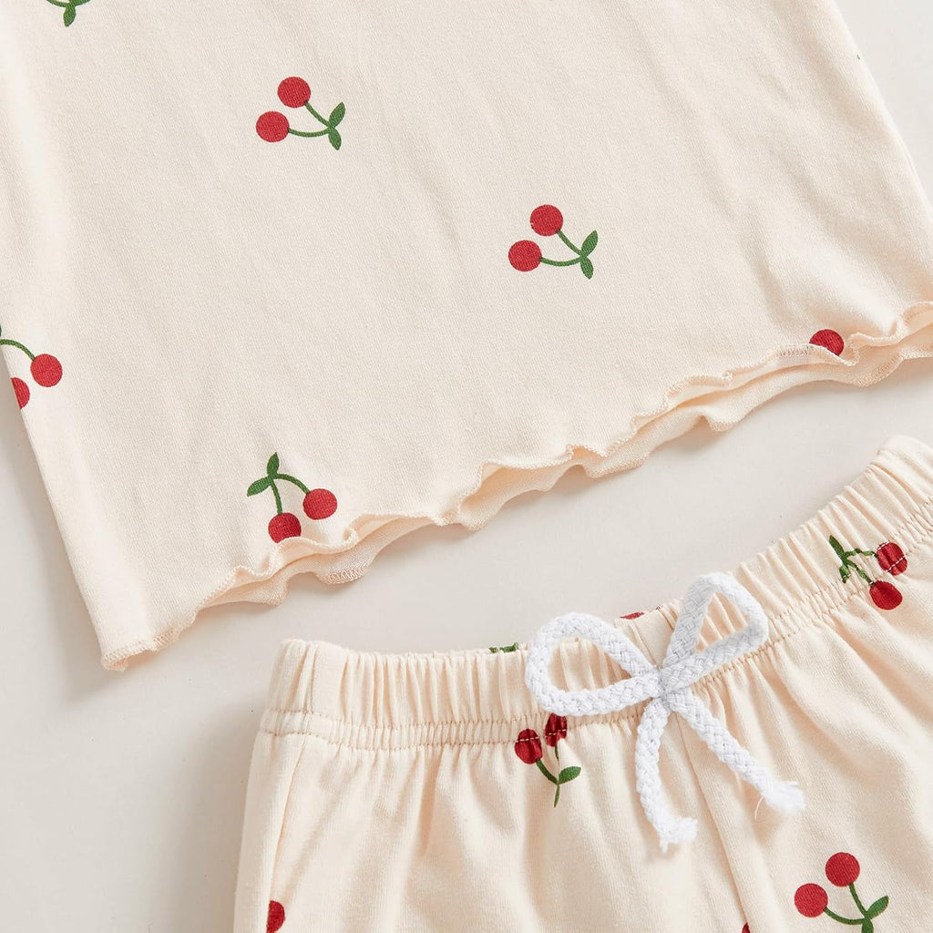 Toddler Baby Girl Clothes Ribbed Lettuce Shirts Shorts Set