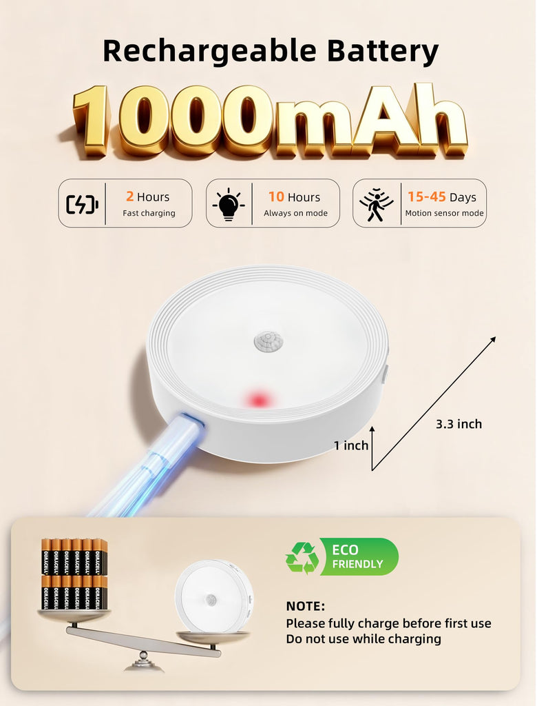 Rechargeable Puck Light with Remote Motion Sensor Light indoor White