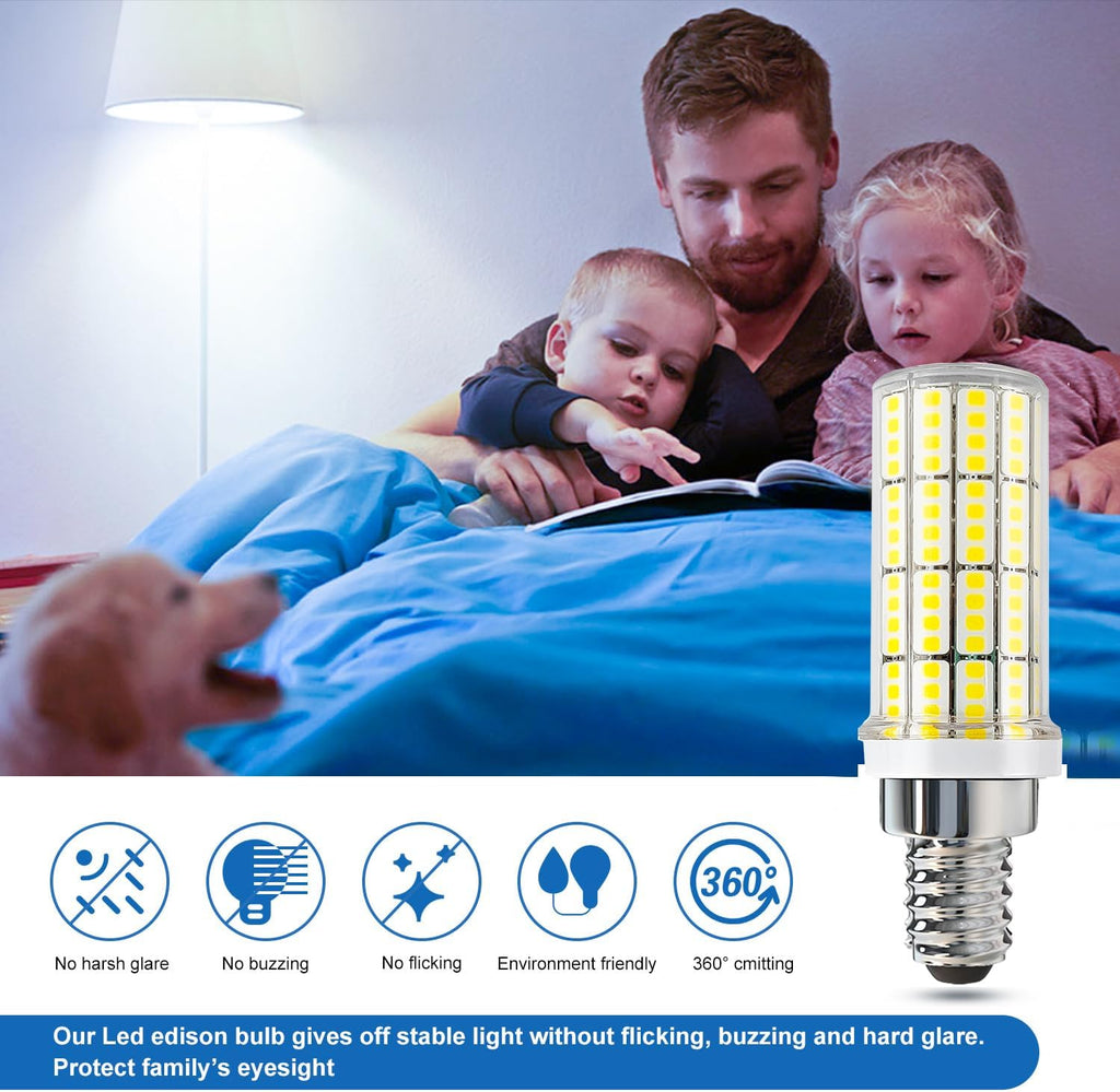 E12 LED Bulb, 20W 6pcs LED Corn Light Bulb 200W Equivalent 2500Lumen 5000K Cool Daylight White Non-Dimmable LED