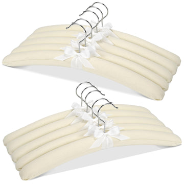Padded Hangers - 17 Inch Extra Large Heavy Duty Cotton Covered Coat Hangers No Shoulder Bump for Women Clothes