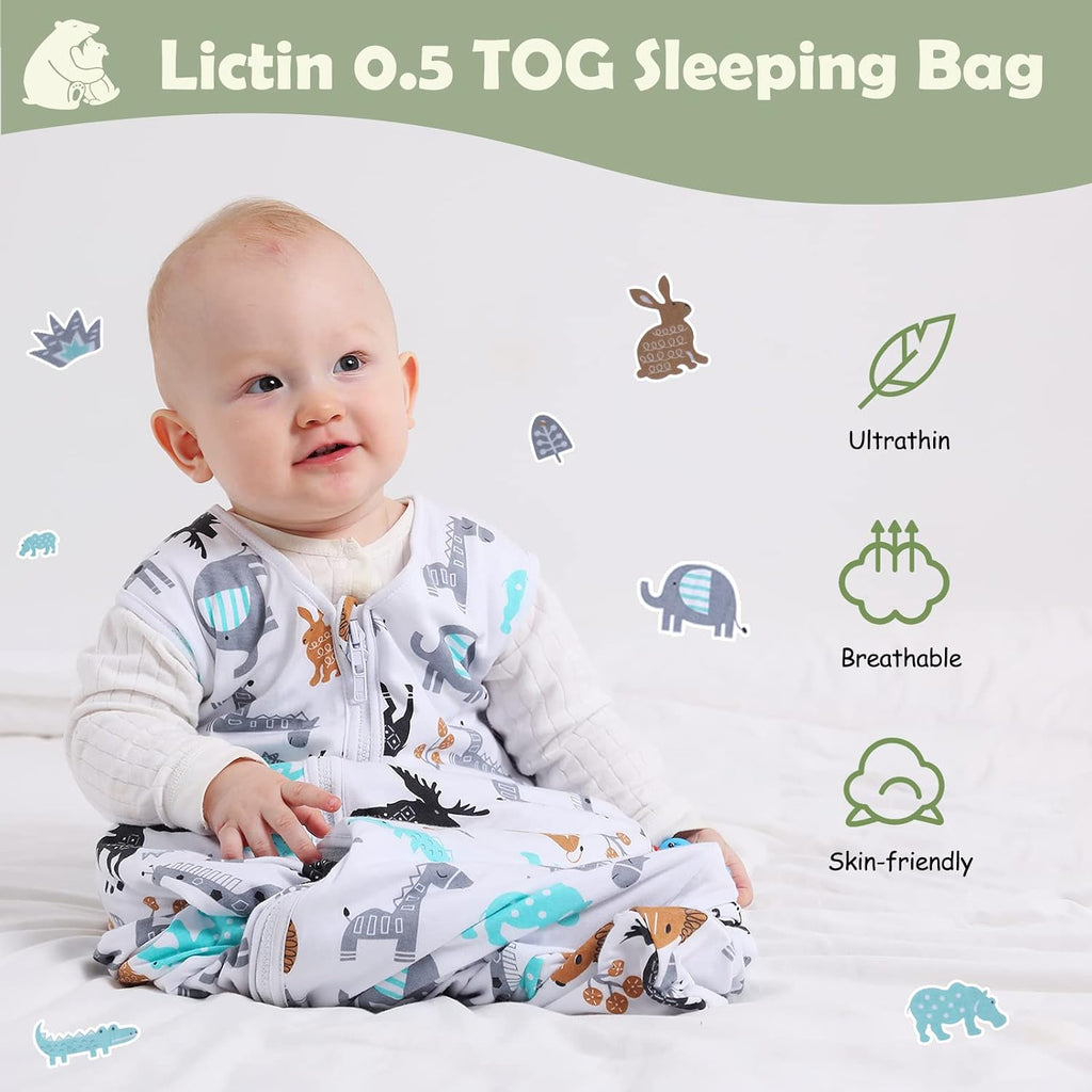 Baby Sleep Sack 0.5 Tog - 2 Pack Toddler Sleeping Sack 18-36 Months, Summer Baby Sleeping Bag, Sleeveless Baby
