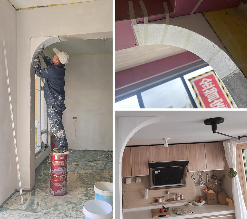 Precurved Arch Way Kit for Door Frame, 2 Pieces Interior Rounded Doorway Arch Kit, Foam Material Curved Opening