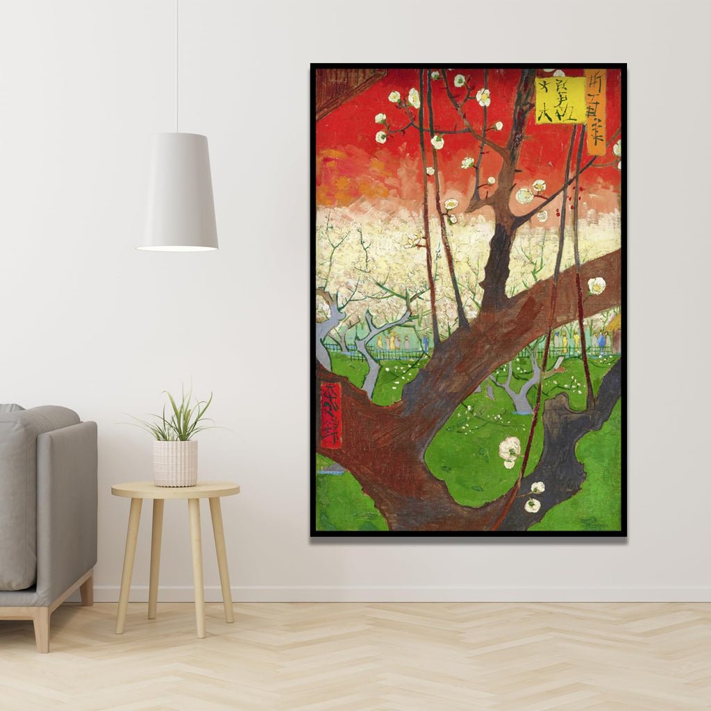 Vincent Van Gogh Canvas Wall Art-Blooming Plum Tree Poster Nature Landscape Oil Painting- Vintage Classical Art
