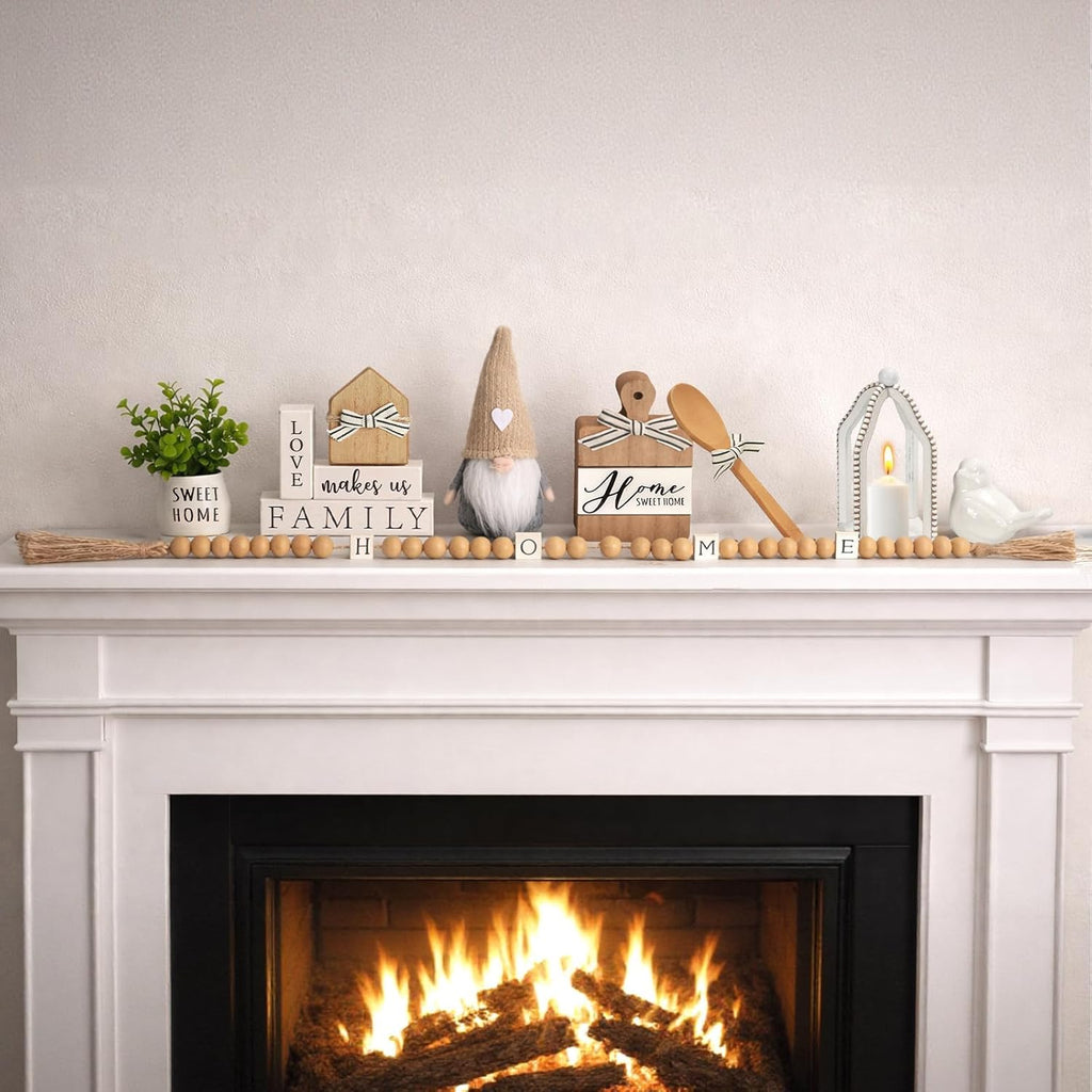 Farmhouse Tiered Tray Decor Set Sweet Home Tabletop Decorations - Set of 8