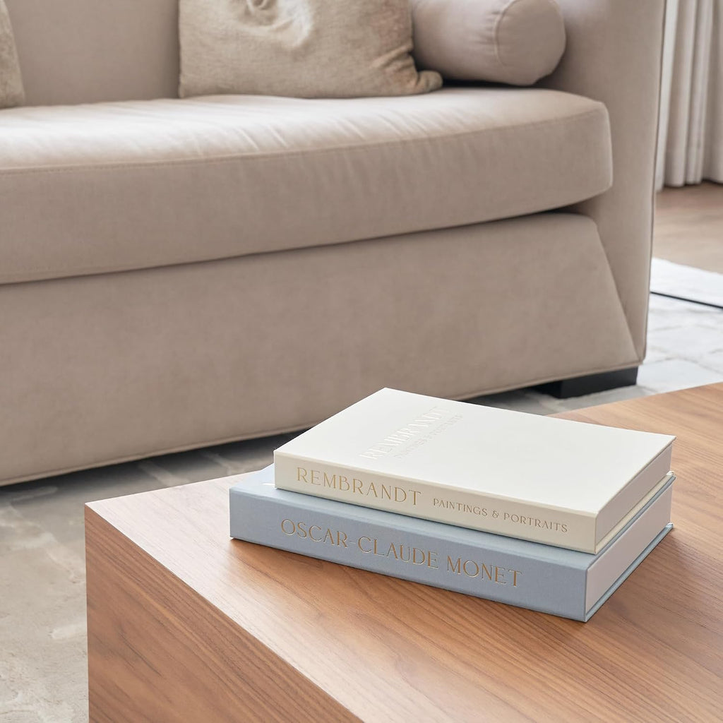 Beautiful Decorative Books - Set of 2 Linen Boxes Enhance Your Coffee Table, Bookshelf or Mantel Decor - Stylish