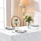 Jacquard Rectangle Tablecloth - Waterproof Damask Floral Pattern Decorative Table Cloths Heavy Weigh