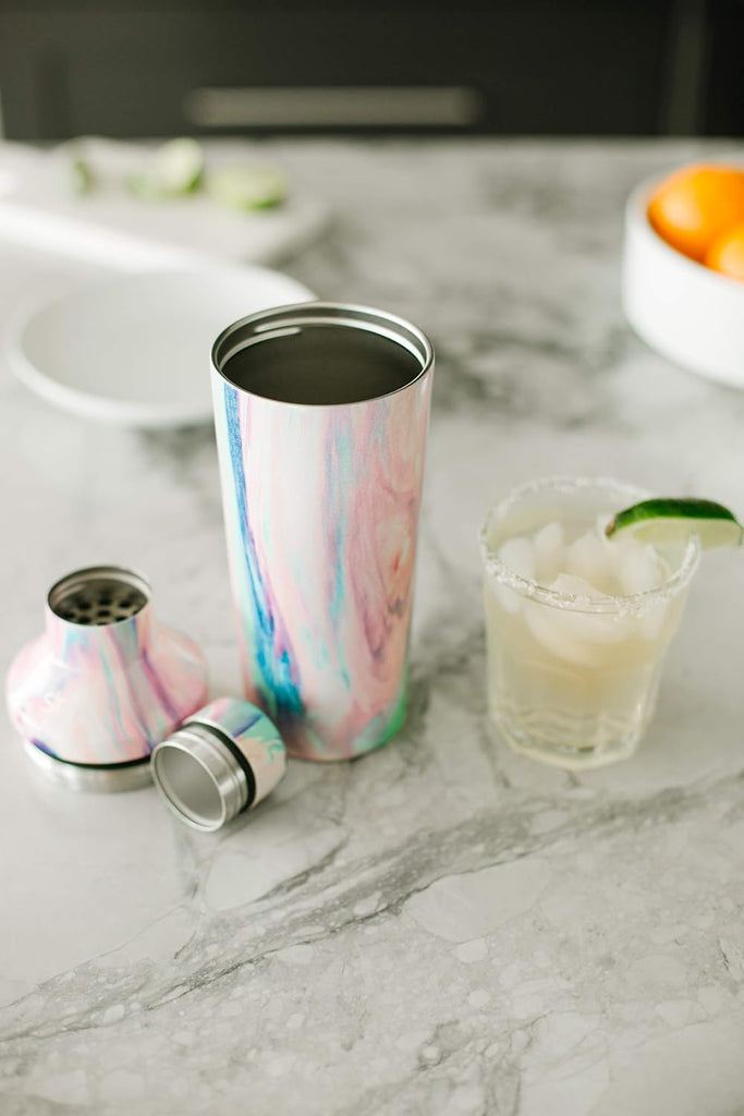 Cocktail Shaker Set with Jigger Lid | Stainless Steel Boston Shaker Insulated Martini Mixer for Mocktails | Gifts for