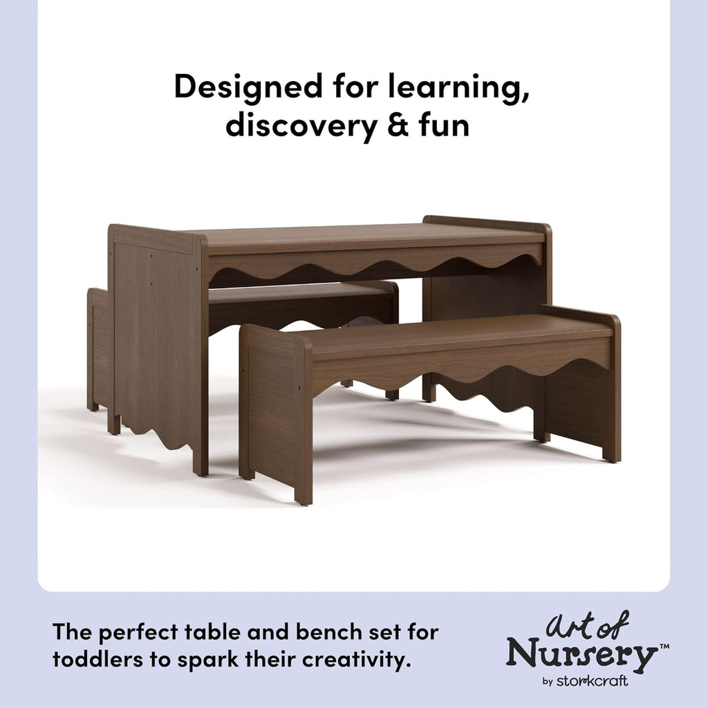 Casablanca Montessori Indoor Kids Table & Bench Set, Hazelnut