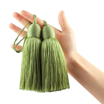 Key Tassel with Loop DIY Handmade Craft Accessories,Green - 2Pcs