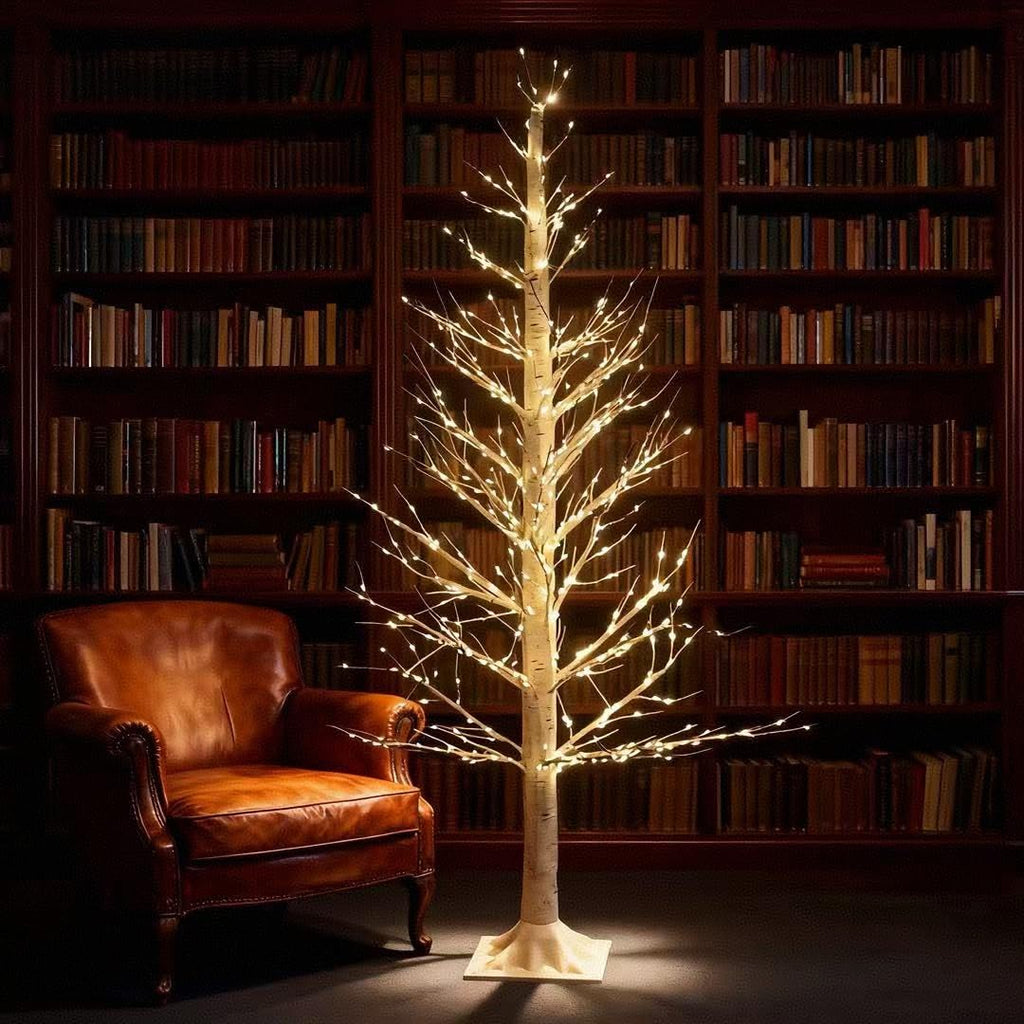 4ft Lighted Christmas Birch Tree with 650 Warm White LED Lights