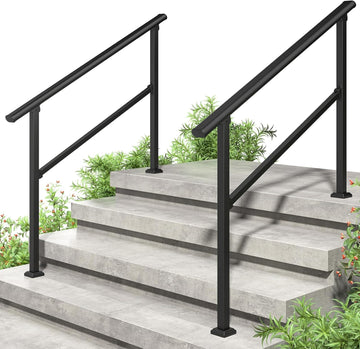 2 Pack 4 Step Hand Rails for Outdoor Steps, Railings for Outdoor Steps, White Outdoor Handrail for Concrete, Brick, Wood