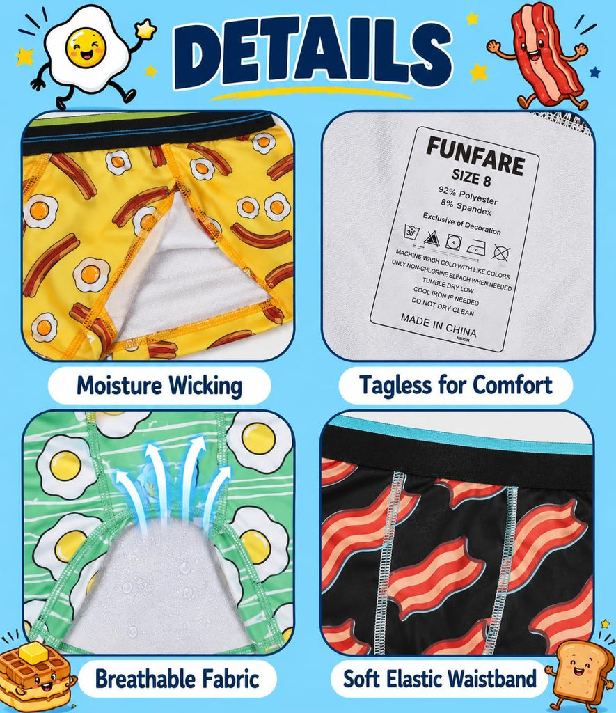 Underwear Breakfast Foods Boy's Pack Boxer Briefs