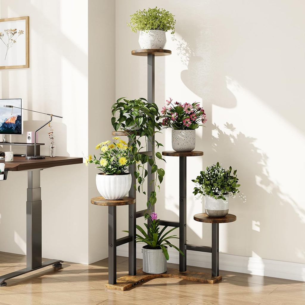 Corner Plant Stand Indoor, 6 Tiered Corner Plant Shelf Flower Stand for Multiple Plants, Plant Shelves Organizer Rack