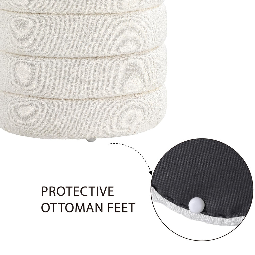 Modern Round Ottoman with Soft Padded Seat, Storage Vanity Chairs for Makeup, Upholstered Footrest Stool Ottoman Foot