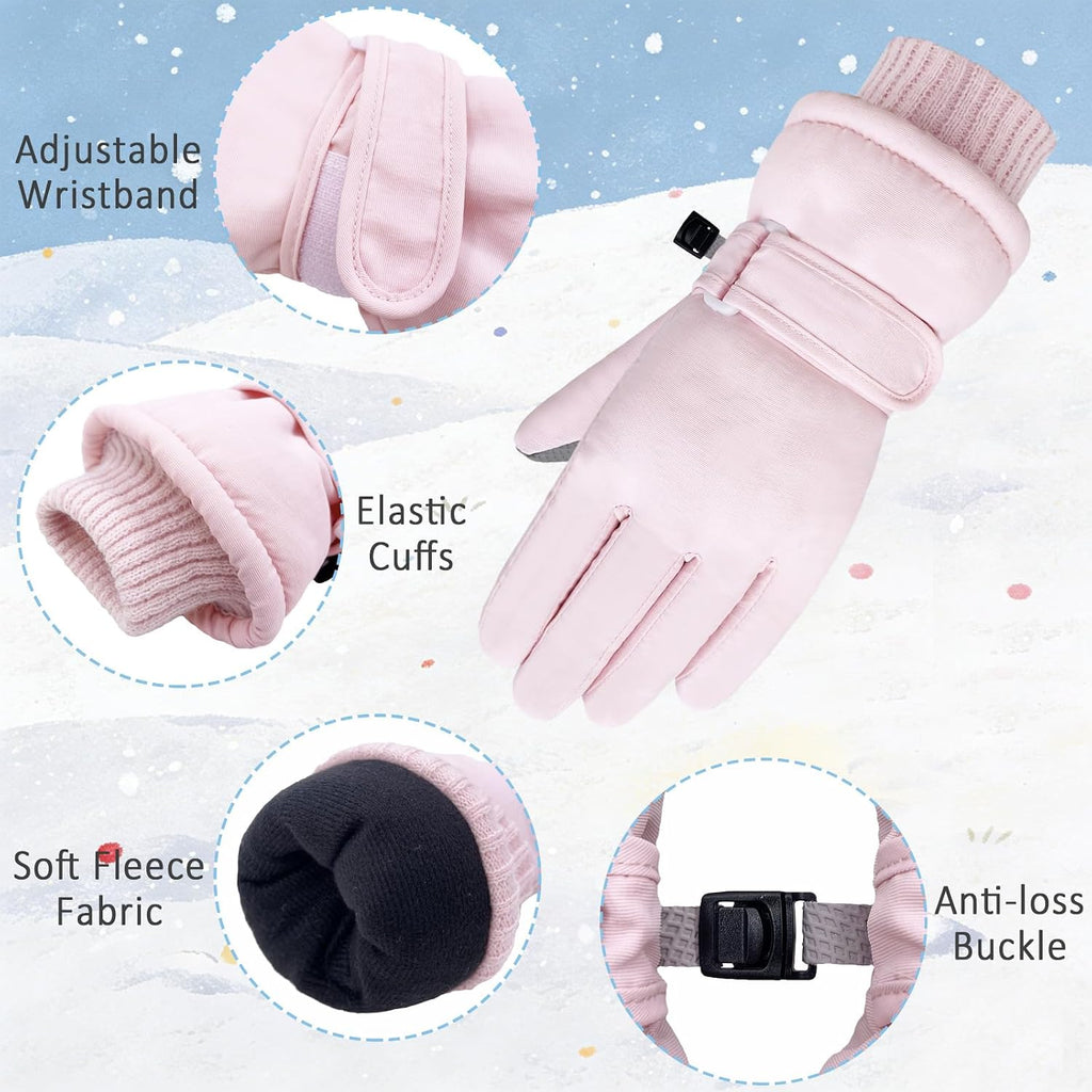 Kids Winter Gloves Warm Fleece Ski Snow Waterproof Windproof Cold Weather Snowboard Sport Mitten Gloves for Boys Girls