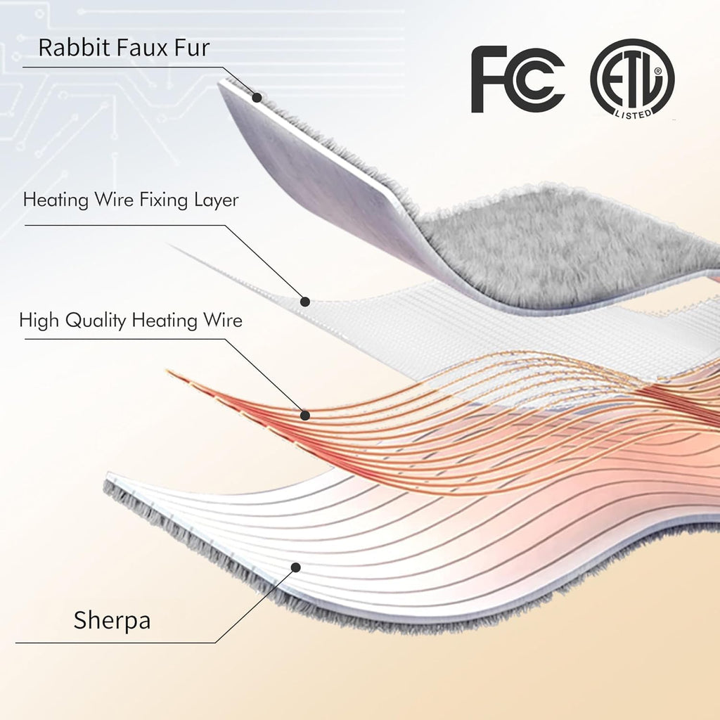 Rabbit Faux Fur Heated Blanket, Soft Thick Electric Blanket