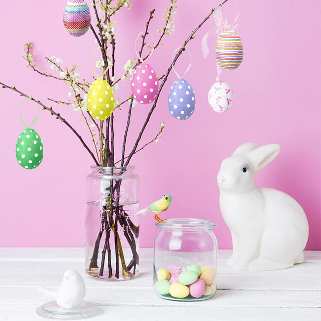 Easter Hanging Eggs, Colorful Paper Egg Tree Ornaments (Paper-Small) - Set of 30