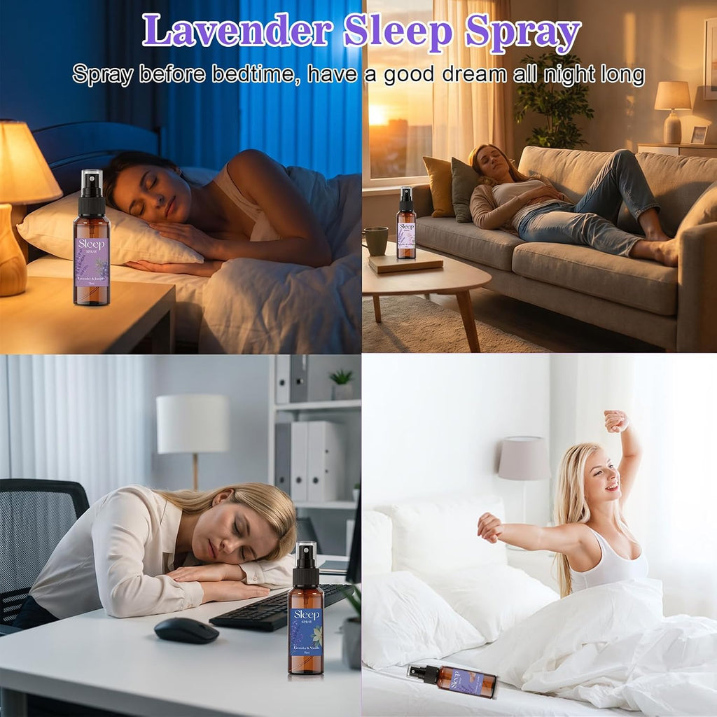 Room Spray with Lavender Essential Oil for Sleep, Pillow Sleep Spray - Set of 4