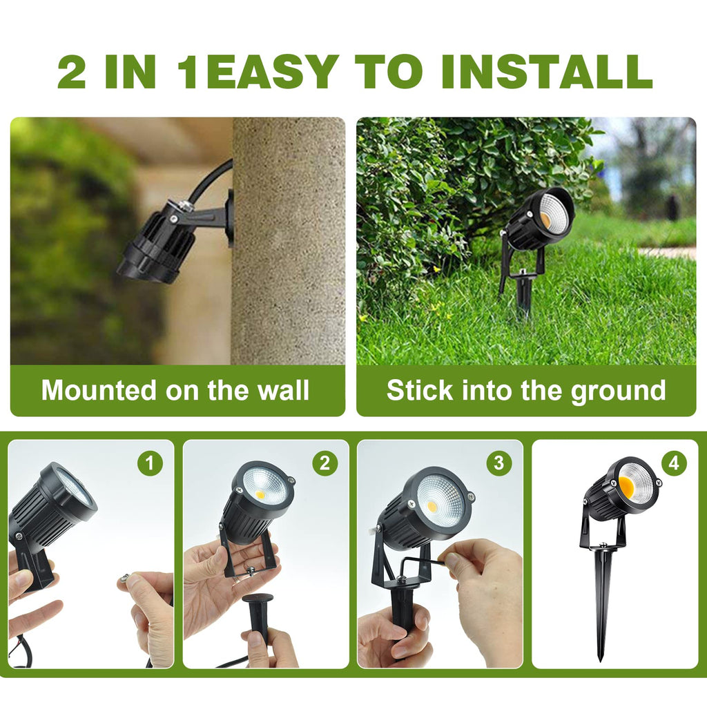 5W Low Voltage Landscape Lights Outdoor 12V AC/DC LED Landscape Lighting 3000K Warm White Waterproof Garden