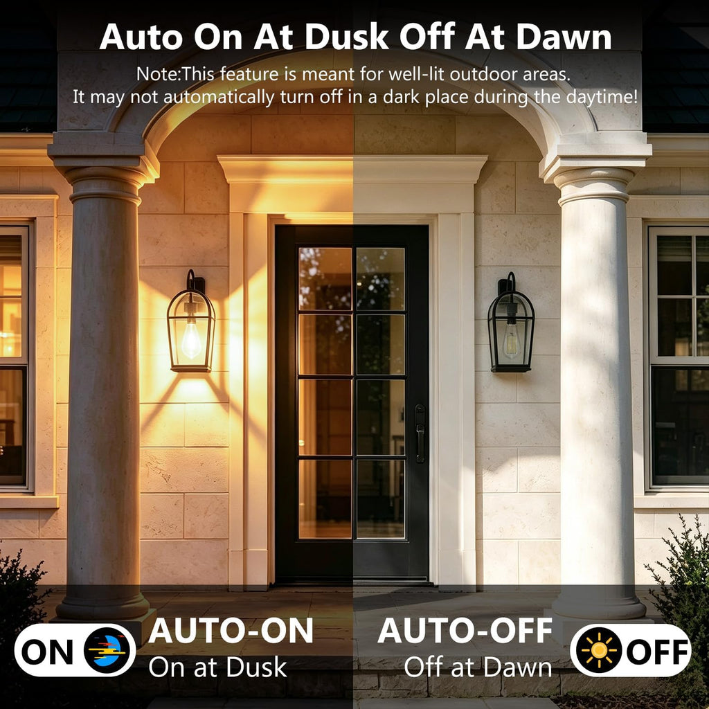 Dusk to Dawn Light Bulbs Outdoor ST58 60W Equivalent 3000K 4-Pack