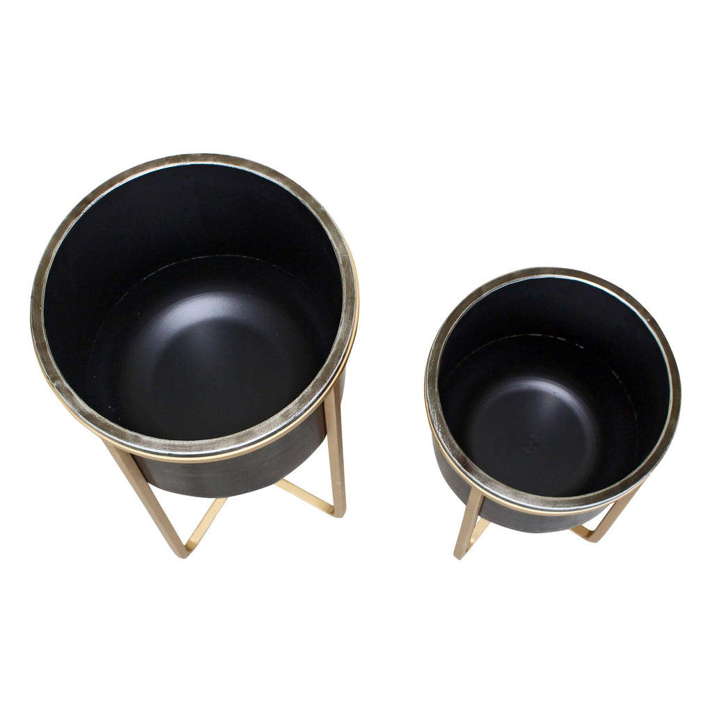 Rizzy Mid Century Planters (Set of 2), Black