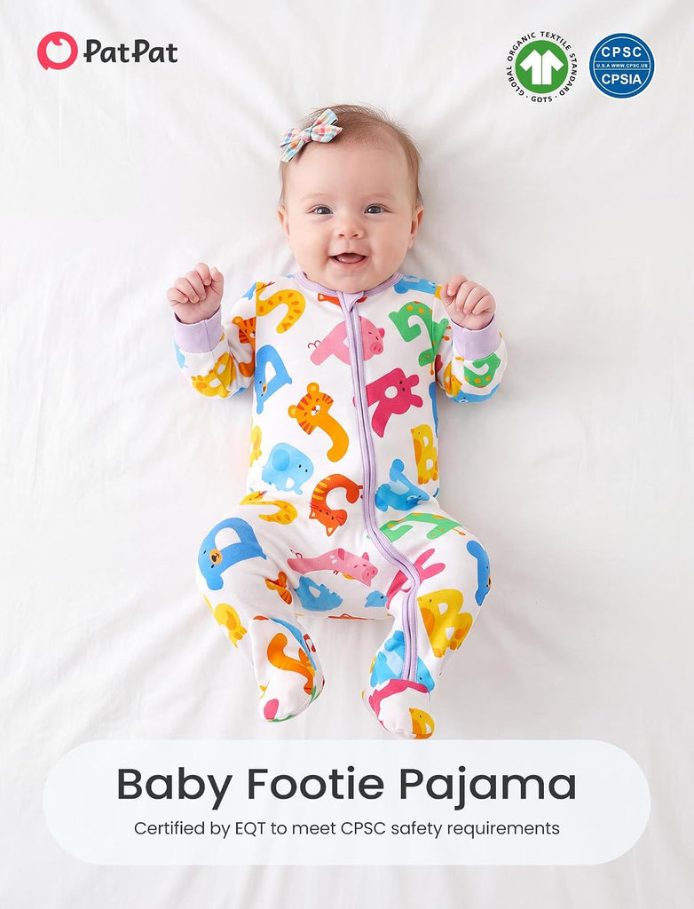 Cotton Baby Footie Pajamas, Baby Sleepers for Boys & Girls