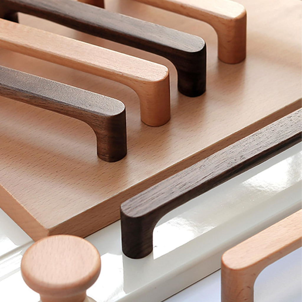 Cabinet Pulls Solid Wood Pulls Beech Original Wood Color Simple Modern Style for Cabinet Cupboard Door Drawer Dresser