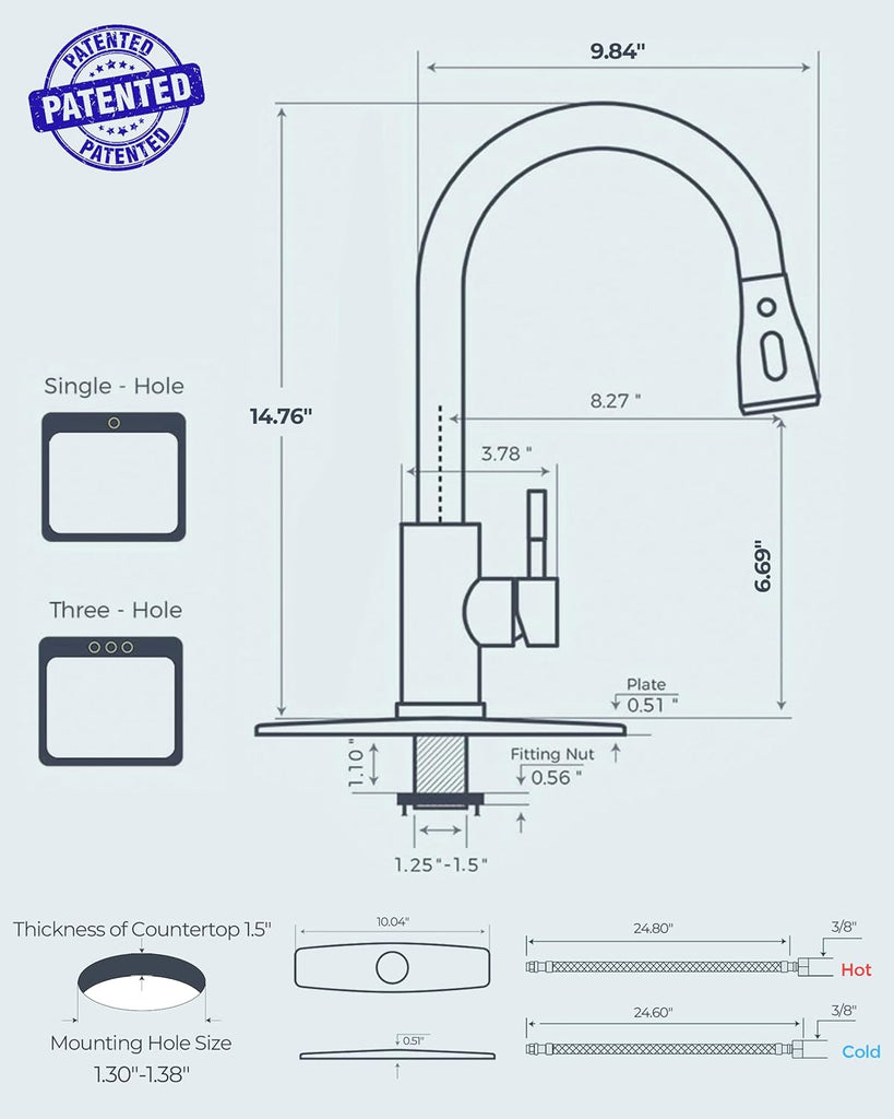 Kitchen Faucets with Pull Down Sprayer, Brushed Nickel