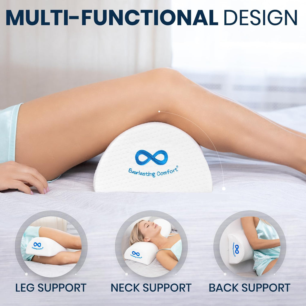 Under Knee Pillow for Back Sleeping - Memory Foam Half Moon Leg Bolster Pillow for Back Pain, Thoracic Support