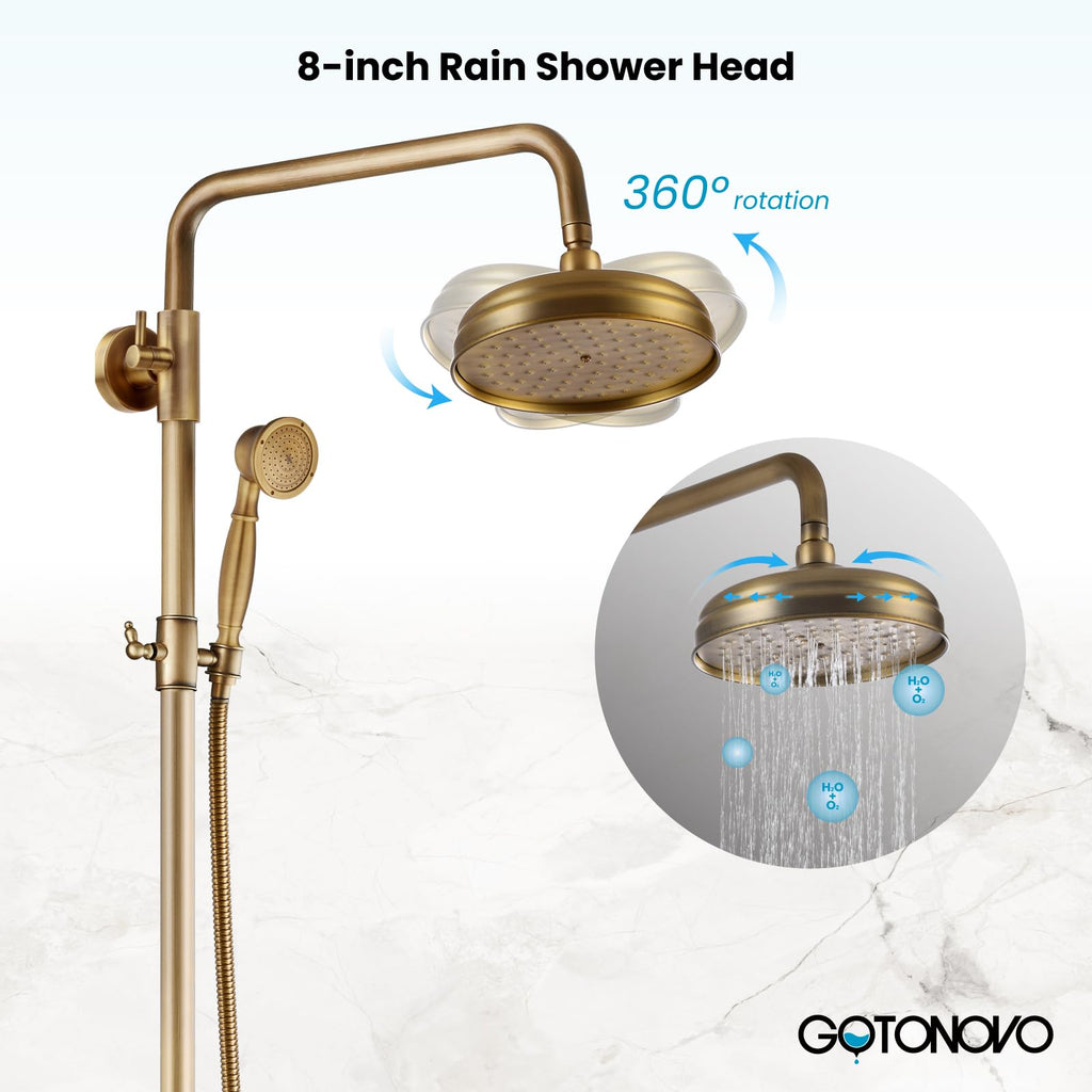 Exposed Shower Faucet Set Antique Brass,Ceramic Lever Handle